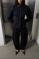 CINCHED WAIST DENIM SHIRT
