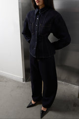 CINCHED WAIST DENIM SHIRT