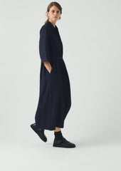 Indigo Cotton Twill Shirt Dress | Indigo