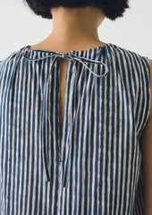 Martha Natural Dye Stripe Cotton Dress | Indigo