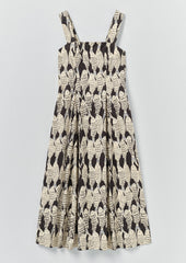 Market Fish Print Cotton Poplin Dress | Slate
