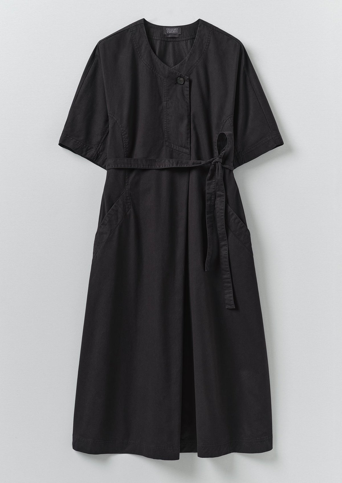 Tie Waist Cotton Twill Dress | Slate