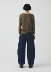 Lia Cotton Boat Neck Tee | Olive