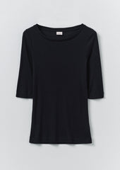 Wool Lyocell Scoop Neck Tee | Ink