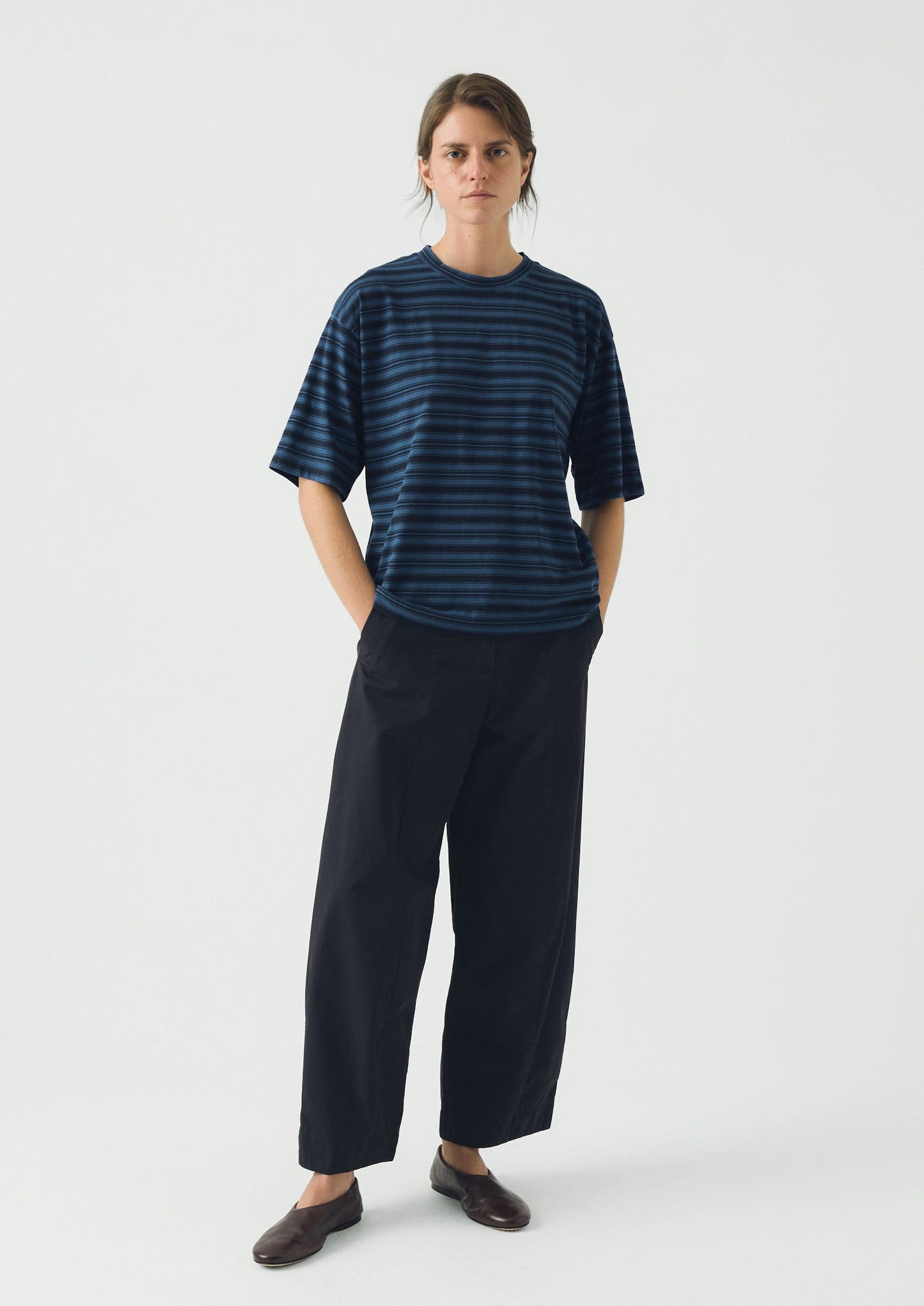 Stripe Cotton Short Sleeve Tee | Blue Graphite/Cobalt