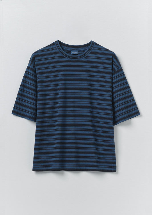 Stripe Cotton Short Sleeve Tee | Blue Graphite/Cobalt