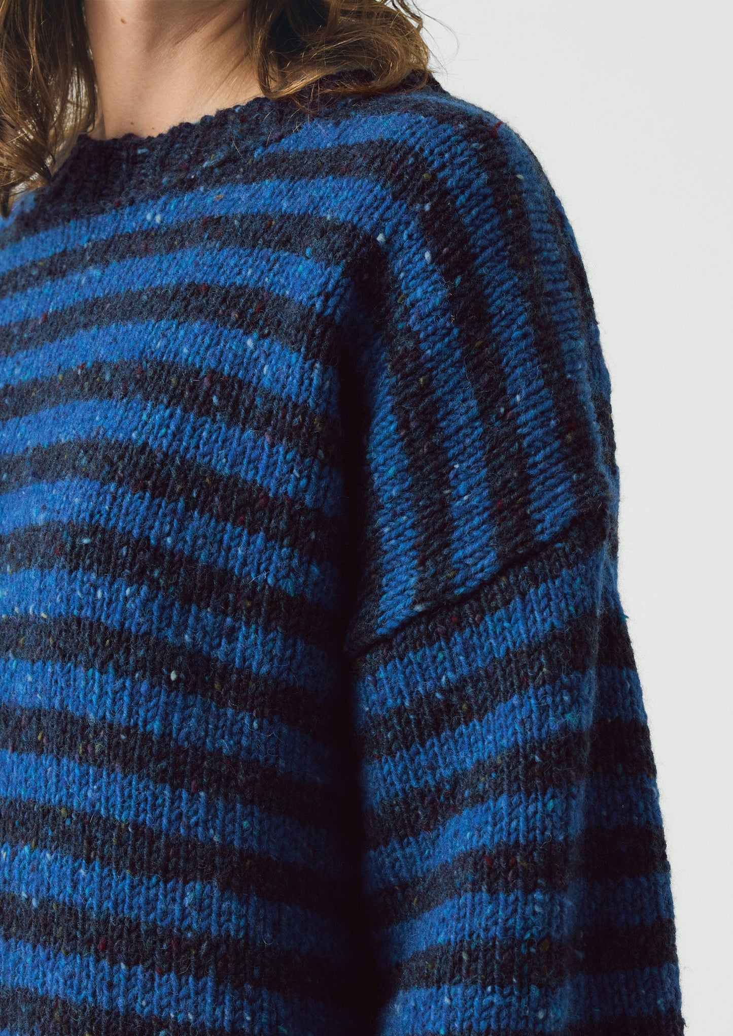 Stripe Donegal Short Sleeve Sweater | Midnight/Neptune Blue