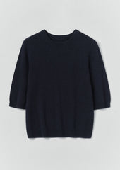 Wool Cashmere Half Sleeve Sweater | Darkest Navy