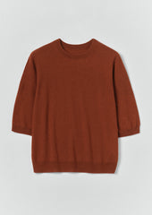 Wool Cashmere Half Sleeve Sweater | Russet