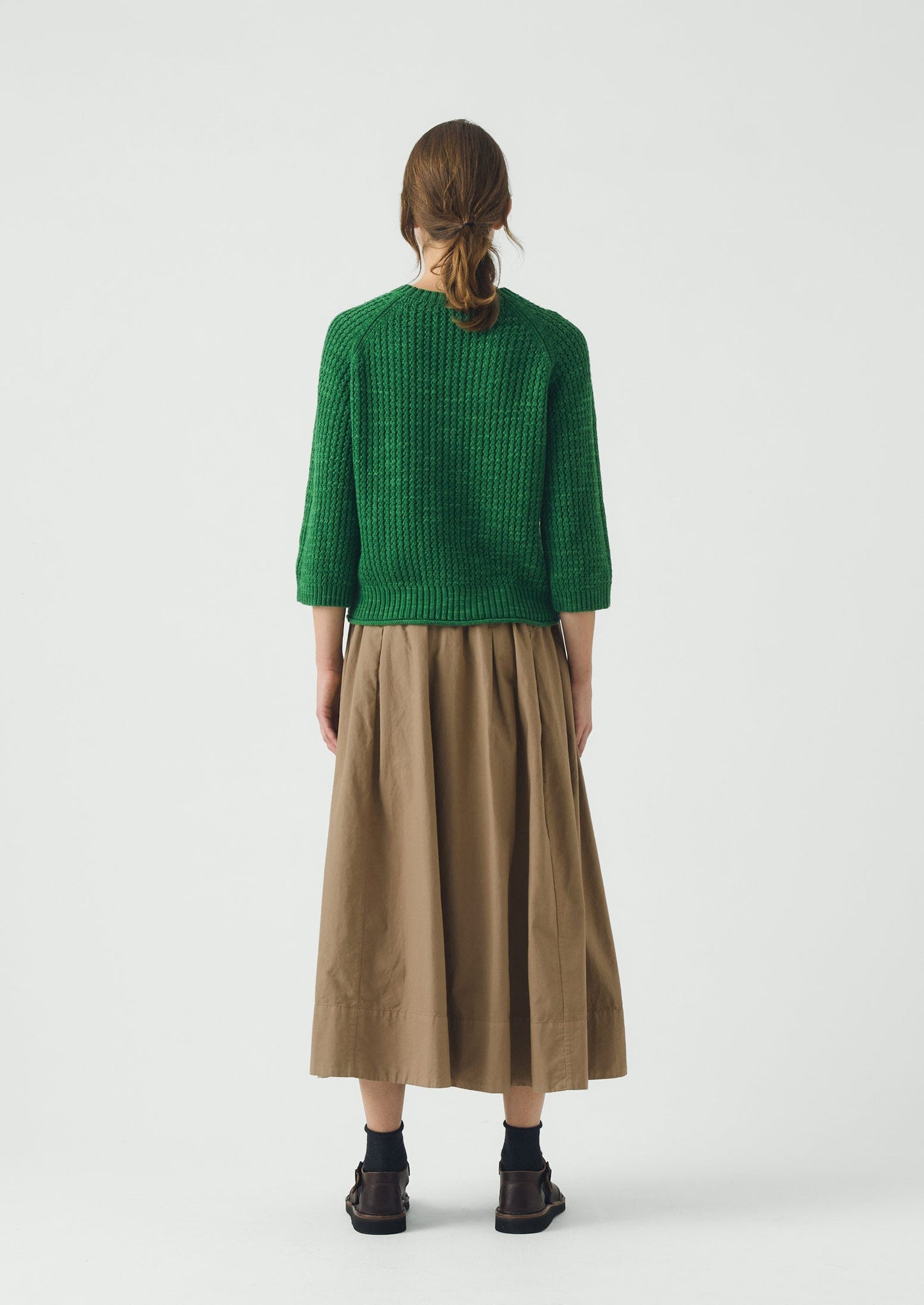 Textured Rib Linen Cotton Sweater | Viridian Green