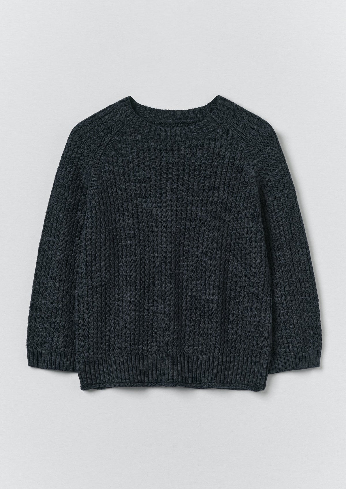 Textured Rib Linen Cotton Sweater | Dark Navy