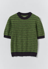 Jacquard Knitted Cotton Top | Green Multi