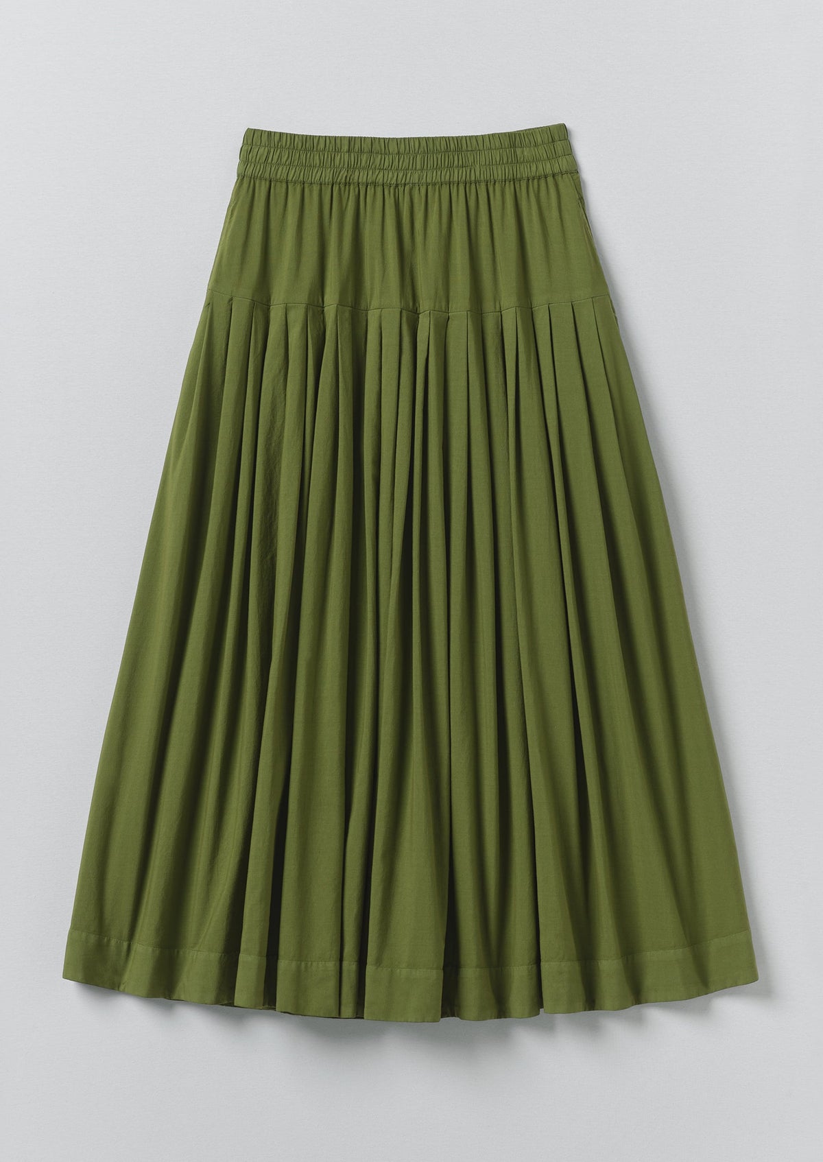 Pleated Raised Stripe Cotton Skirt | Cedar Green