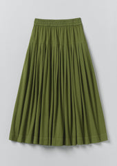 Pleated Raised Stripe Cotton Skirt | Cedar Green