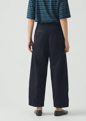 Sculpted Organic Cotton Twill Trousers | Mid Blue