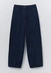 Sculpted Organic Cotton Twill Trousers | Mid Blue