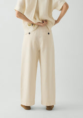 Pleat Front Cotton Trousers | Natural