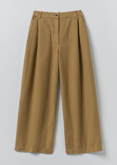 Wide Leg Cotton Linen Twill Trousers | Warm Sand