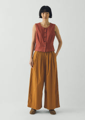 Pleated Pull On Cotton Poplin Trousers | Dhal