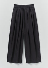 Pleated Pull On Cotton Poplin Trousers | Slate