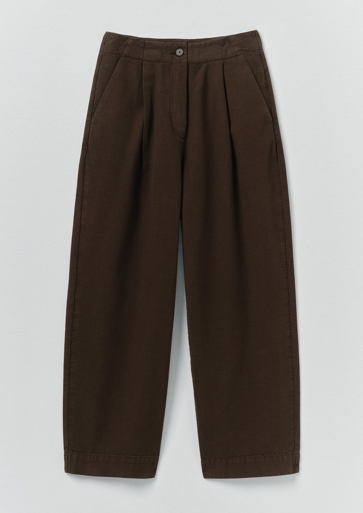 Pleat Front Garment Dyed Cotton Trousers | Black Walnut