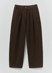 Pleat Front Garment Dyed Cotton Trousers | Black Walnut