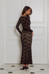 Enchanted Allure Lace Long Sleeve Maxi Dress Black