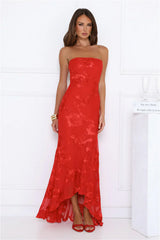 Babe Energy Strapless Maxi Dress Red