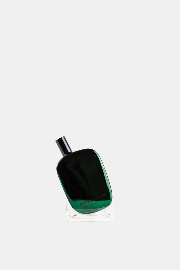 Comme des Garçons Parfums Amazingreen eau de parfum 100ml flacon verre vert forêt fumé silhouette organique cap noir