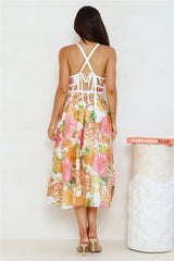 Blooming In The City Midi Dress Orange