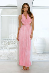 After Dark Love Plisse Maxi Dress Pink