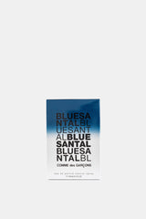 Comme des Garçons Parfums Blue Santal boîte packaging texte répété dégradé bleu blanc eau de parfum 100ml femme