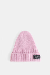BB Wallace bonnet Shore en laine et cachemire rose pâle côtelé à revers FW25