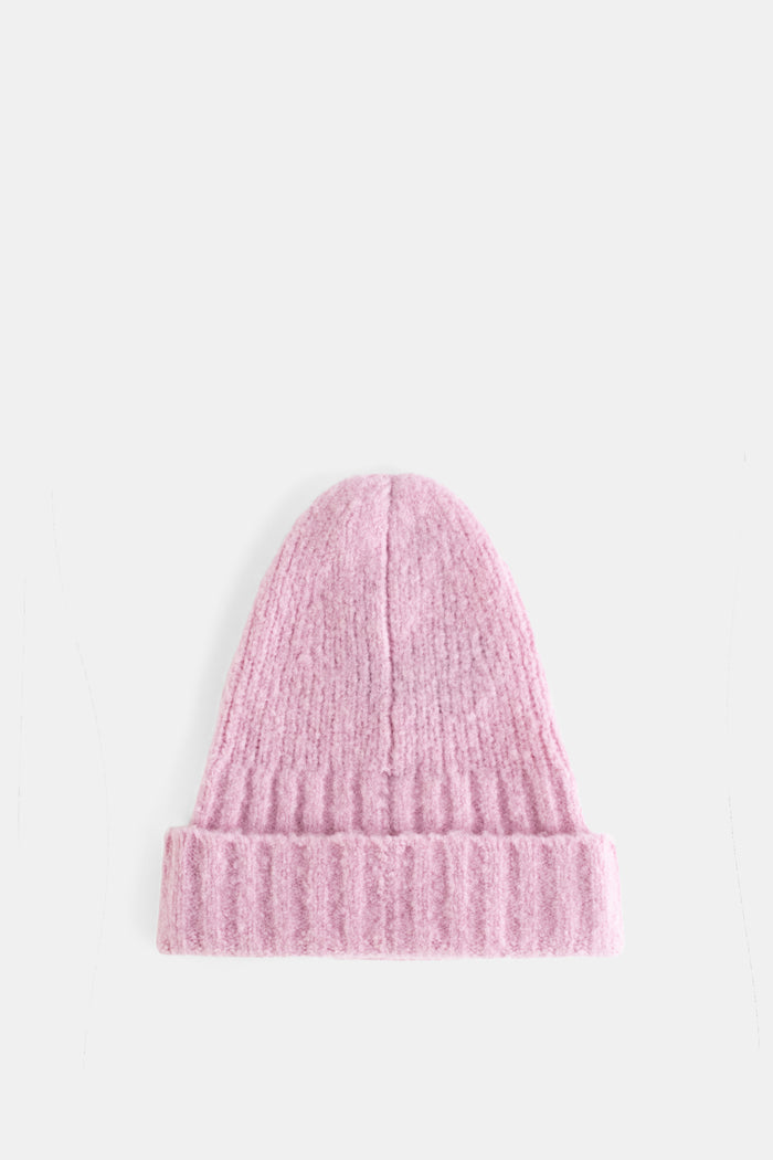 BB Wallace bonnet Shore femme texture bouclette rose pâle vue de face fond blanc FW25