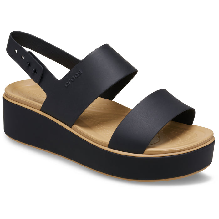 Brooklyn Matte Wrap Low Wedge - Black/Cashew