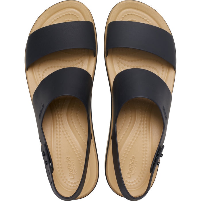 Brooklyn Matte Wrap Low Wedge - Black/Cashew