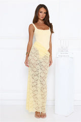 Effortlessly Lace Maxi Dress Yellow