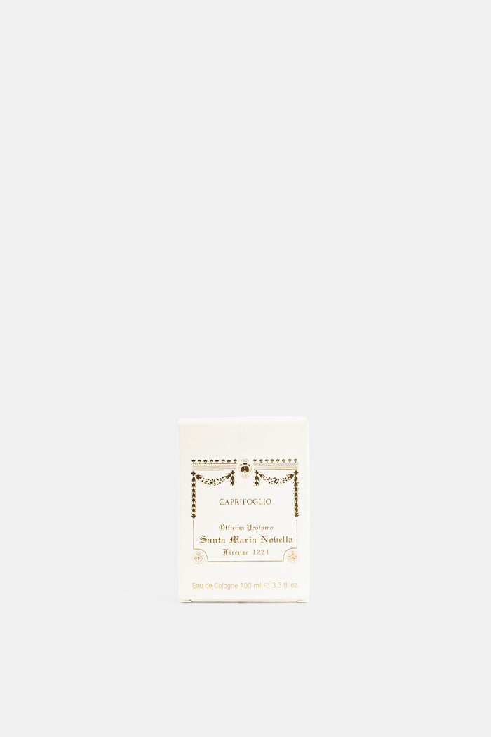 Santa Maria Novella Caprifoglio packaging crème face avant typographie dorée Eau de Cologne 100ml Firenze 1221