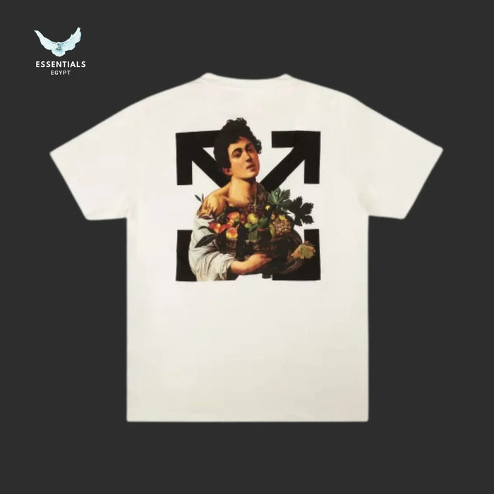 Off - White Caravaggio Boy Tee – White/Black - ESSENTIALS EGYPT