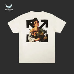Off - White Caravaggio Boy Tee – White/Black - ESSENTIALS EGYPT