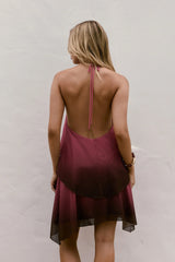 Daydream Diva Halter Mesh Mini Dress Plum