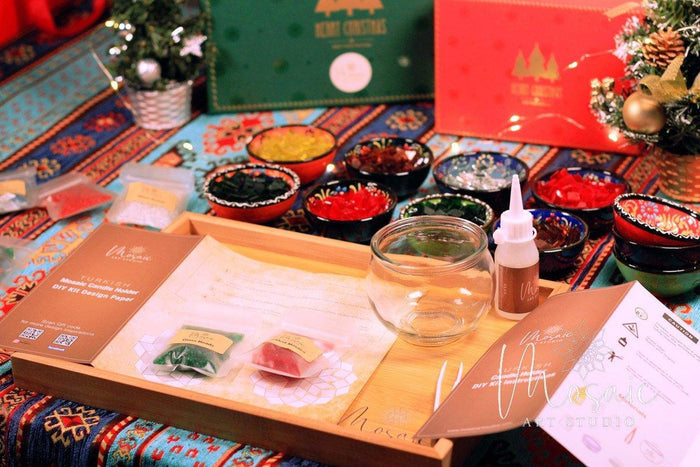 "Christmas" Mosaic Candle Holder DIY Home Kit