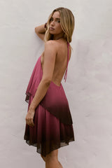 Daydream Diva Halter Mesh Mini Dress Plum