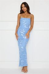 Amber Zest Mesh Maxi Dress Blue