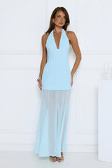 Diamond District Halter Maxi Dress Blue