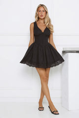 Be Mine Main Embroidered Mini Dress Black