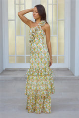 Blooming In Summer One Shoulder Maxi Dress Orange