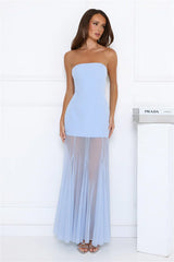 Dewkissed Bloom Strapless Maxi Dress Blue