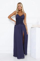 Evening Refinement Mesh Maxi Dress Navy