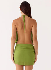 Dialed In Chiffon Mini Dress - Fern Green